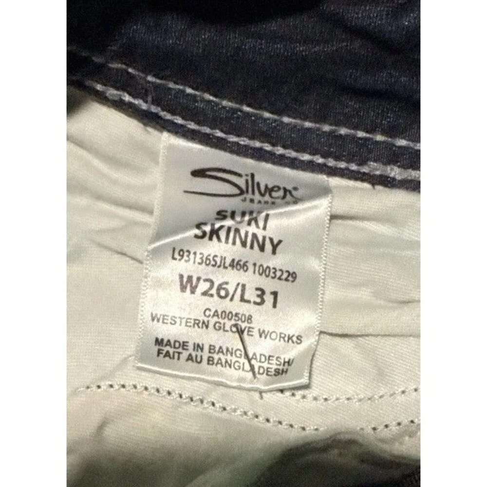 Silver Jeans Women's Size 26/31 Blue Denim Suki Skinny Distressed